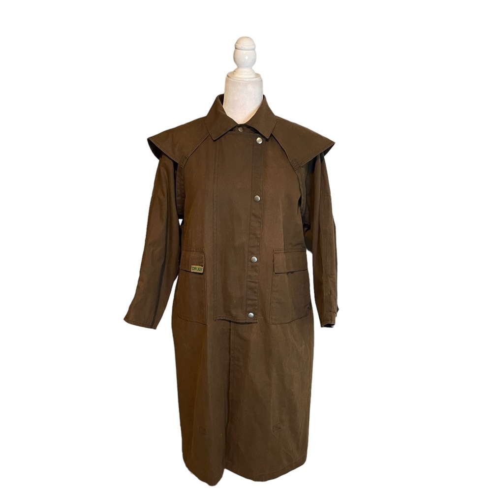 Down Under Brown Oilskin Duster Jacket Coat 14